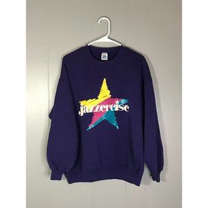 Jazzercise exercise crew Adult Sweatshirt XL Purple Vintage 80s Sweater Workout